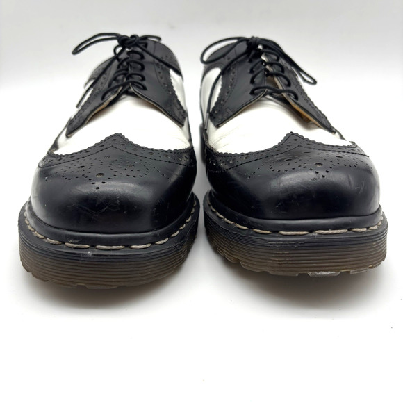 Vintage 90s Dr. Martens 3989 Black White Brogue Wingtip Oxford UK10 US11 England main image 8